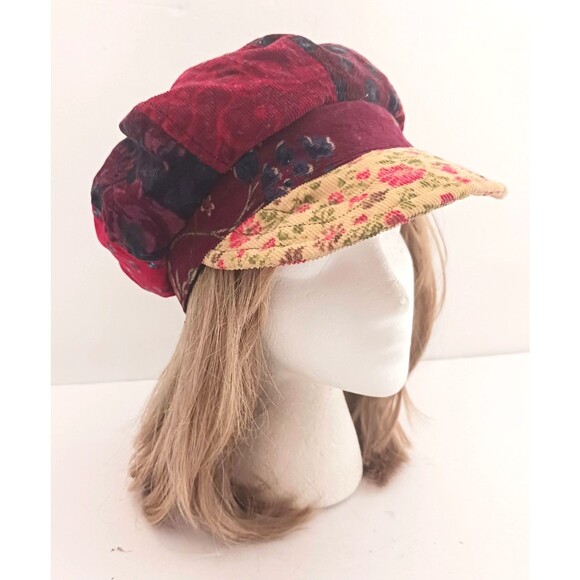 Gypsy Rose Boho Newsboy Cap Mixed Floral Print Patchwork 8 Piece O/S - Picture 12 of 12